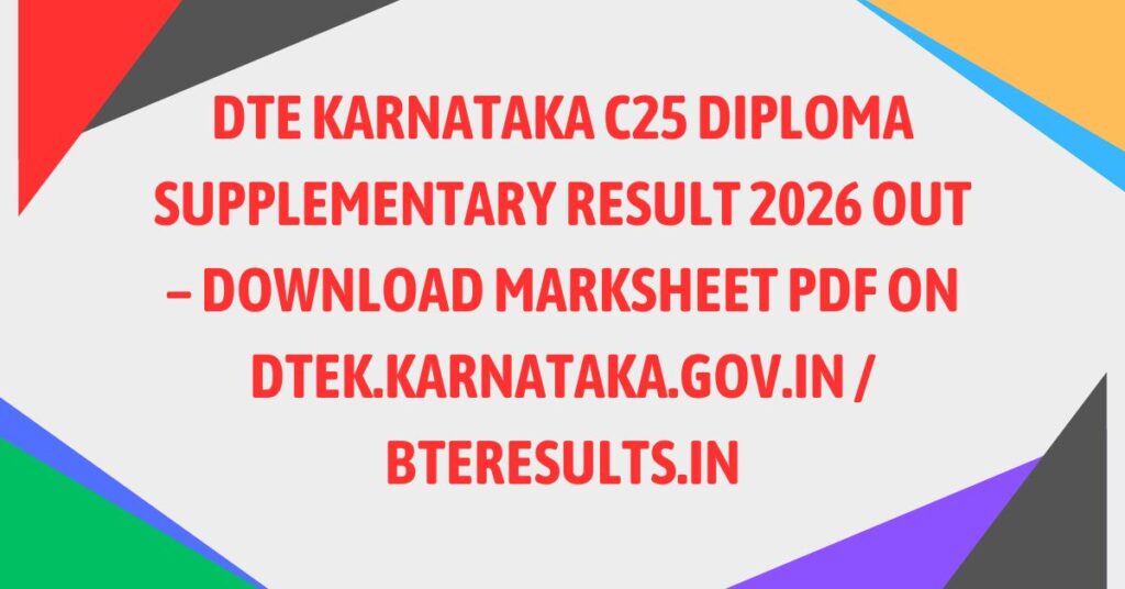 DTE Karnataka C25 Diploma Supplementary Result 2026