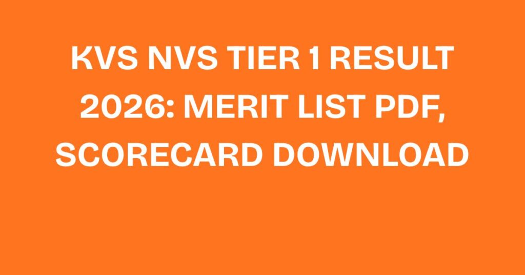 KVS NVS Tier 1 Result 2026
